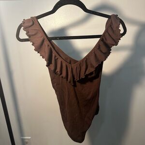 Wilfred Ribbed Ruffled Bodysuit